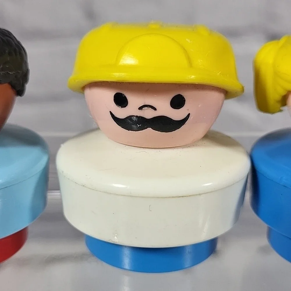 Vintage Fisher-Price Little People Chunky‎ Figures With Cars Lot of 5Pcs